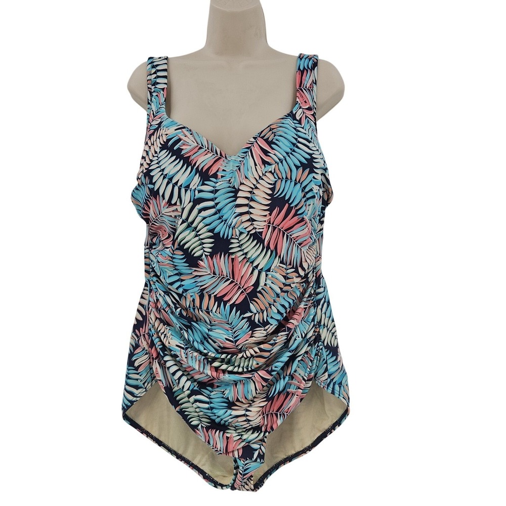 Miraclesuit Swimsuit Womens 18W One Piece Ruched Shaping Plus Size Bathing Suit